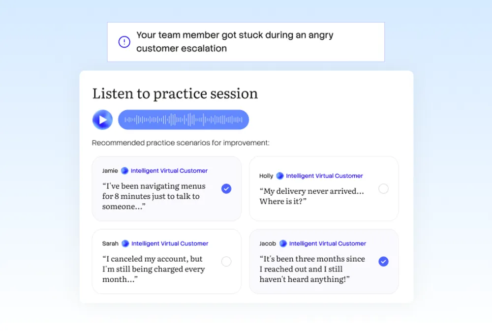 Recommended practice scenarios for improvement